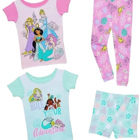Disney Princess Pajamas Girls 4 Piece Cotton Size 5 NWT - Picture 3 of 8